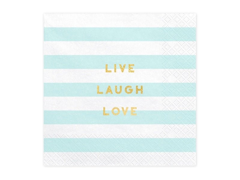 Jasnoniebieskie serwetki Live Laugh Love 33cm 20szt