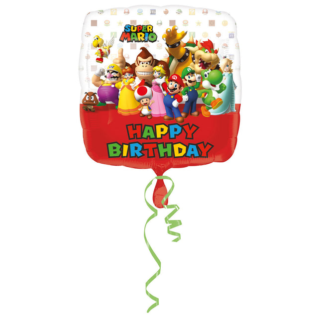 Balon Super Mario Happy Birthday 43cm pusty