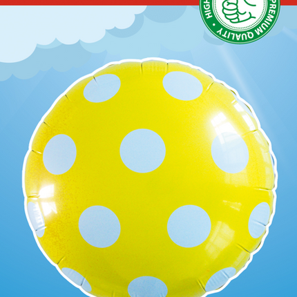 Balon helowy w kropki żółty 45 cm pusty