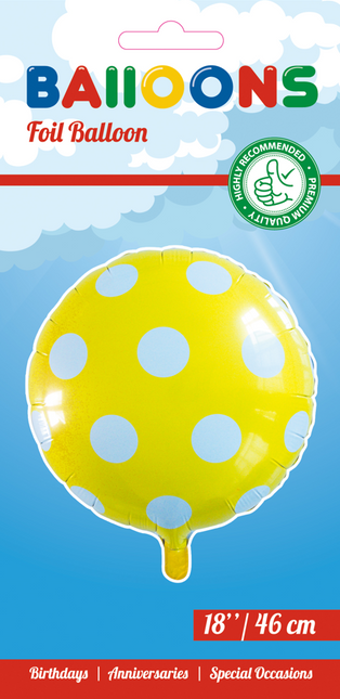 Balon helowy w kropki żółty 45 cm pusty