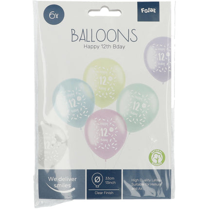 Balony Happy 12Th Bday 33cm 6szt