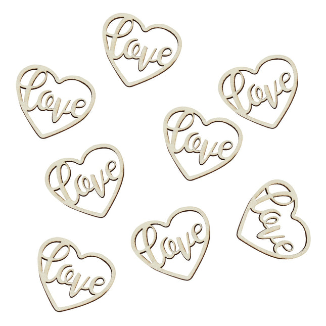 Konfetti stołowe Love Heart Wood 3,5cm 24szt