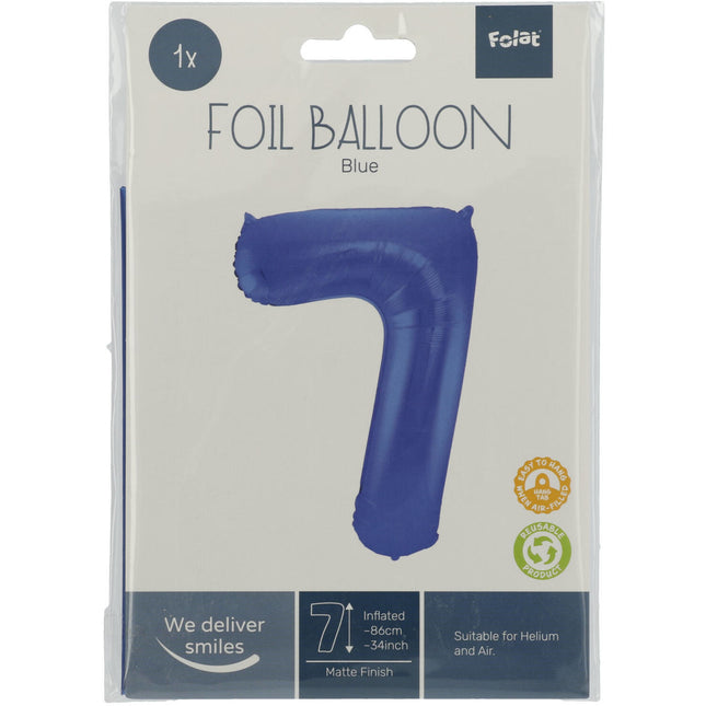 Balon foliowy Figura 7 Matt Blue XL 86 cm pusty