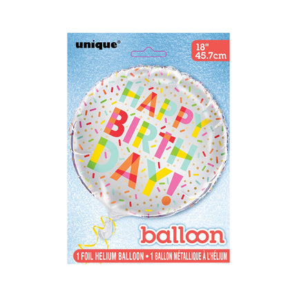 Balon helowy Happy Birthday Donut 45cm pusty