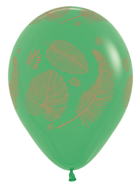 Balony Tropical Leaves Mix Gold Print 30cm 25szt