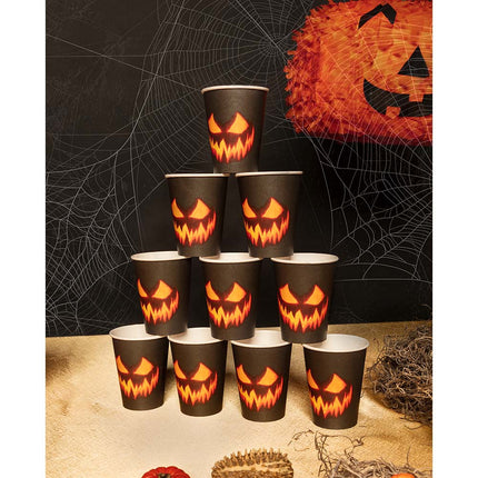 Kubki na Halloween Dyniowe Papierowe 210ml 10szt