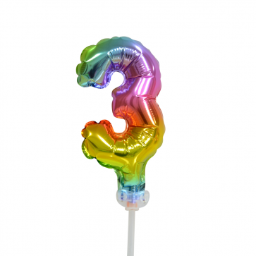 Balon foliowy Figurka 3 Rainbow 13cm pusty