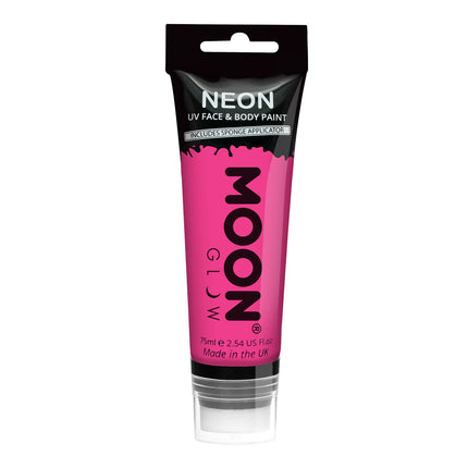 Moon Glow Neon UV Farba do twarzy z aplikatorem Intensywny róż 75ml