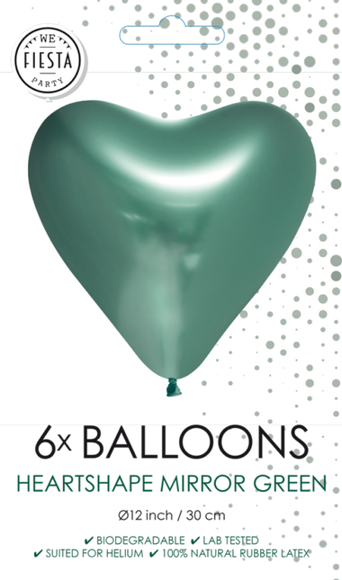 Balony serca zielone 30cm 6szt