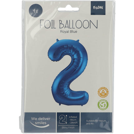 Balon foliowy Figurka 2 Niebieski Metaliczny XL 86cm Pusty