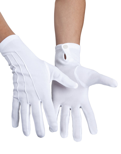 Białe rękawiczki z przyciskiem