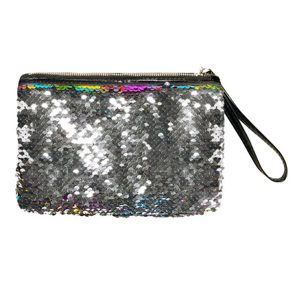 Torebka Glitter Reversible Rainbow Silver 20cm