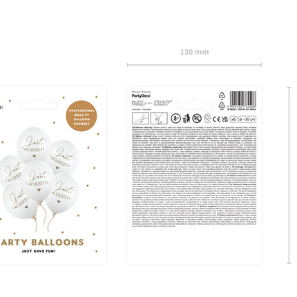 Balony Just Married 30cm 6szt