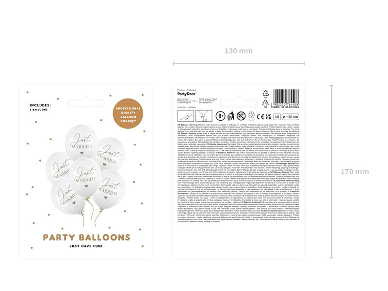 Balony Just Married 30cm 6szt