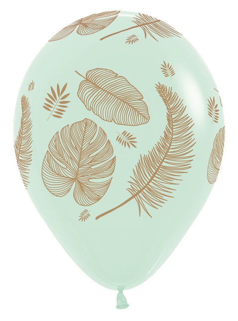 Balony Tropical Leaves Mix Gold Print 30cm 25szt