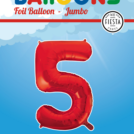 Balon foliowy Figurka 5 Czerwony XL 86cm pusty