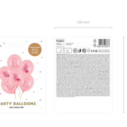 Balony 1 Rok Różowe 30cm 6szt