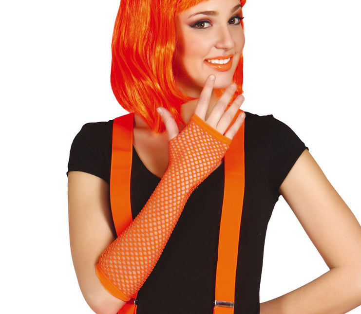 Rękawiczki Fishnet Neon Orange