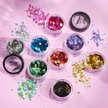 Moon Glitter Holographic Chunky Glitter Pink 3g