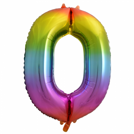 Balon foliowy figura 0 Rainbow XL 86cm pusty