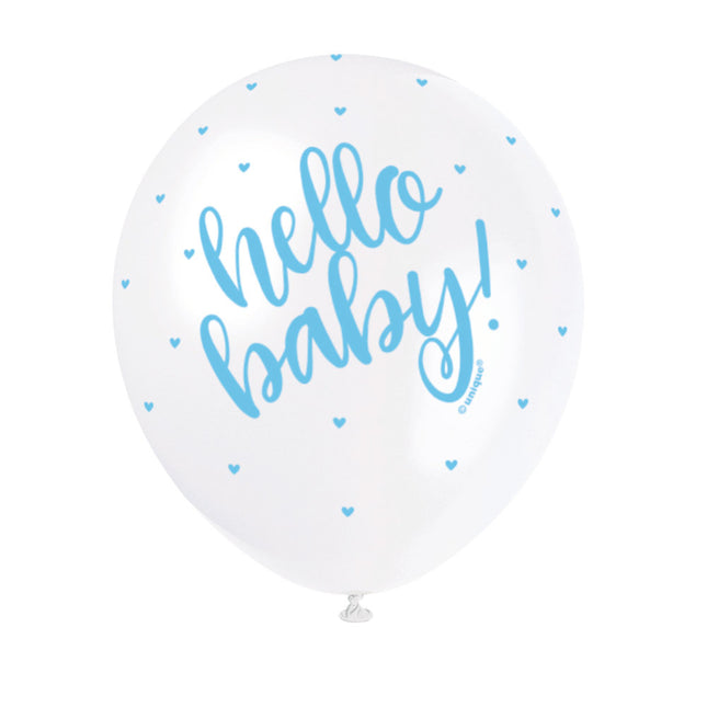 Balony urodzinowe Hello Baby Blue 30cm 5szt