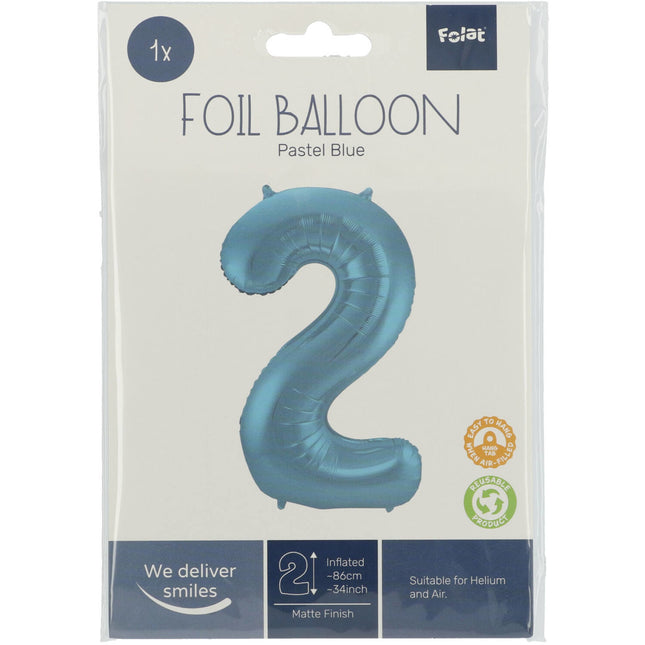 Balon foliowy Figurka 2 Pastel Blue XL 86cm pusty