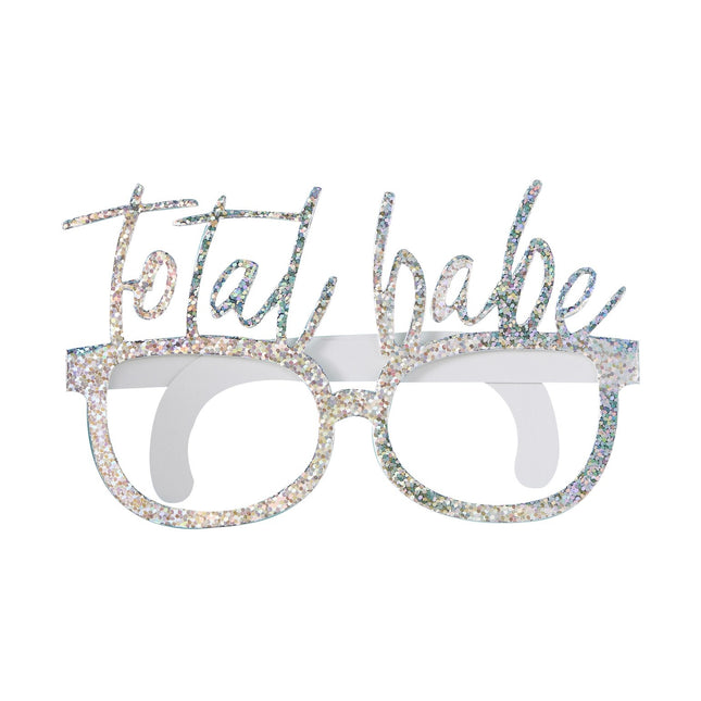 Srebrne okulary Total Babe Glitter 13cm 8szt.