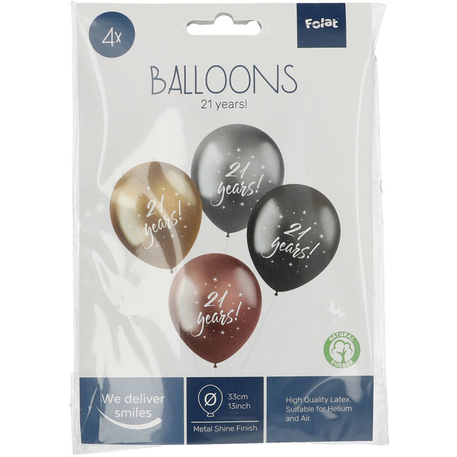 Balony 21 lat 33cm 4szt