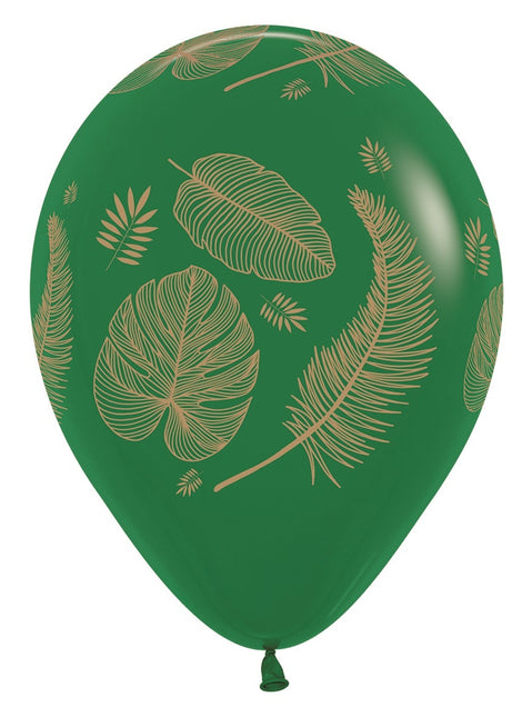 Balony Tropical Leaves Mix Gold Print 30cm 25szt