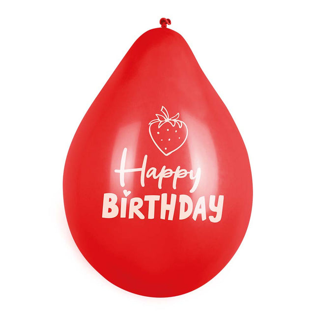 Balony Happy Birthday Owoce dwustronne 25cm 6szt