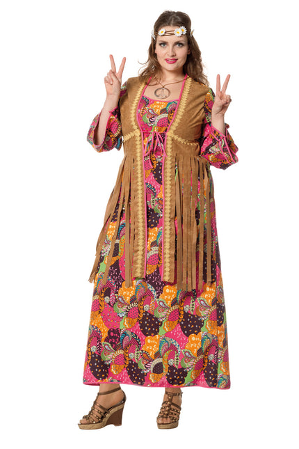 Długa kolorowa sukienka hippie