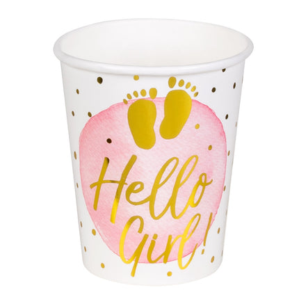 Kubki porodowe Hello Girl papierowe 210ml 10szt