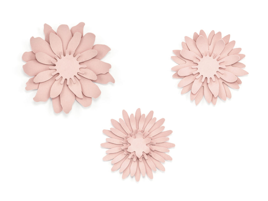 Papierowe kwiaty różowe pastelowe 3szt