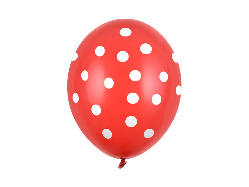 Balony czerwone białe kropki 30cm 6szt