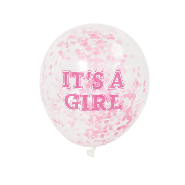 Balony z konfetti It's A Girl Pink 30cm 6szt.