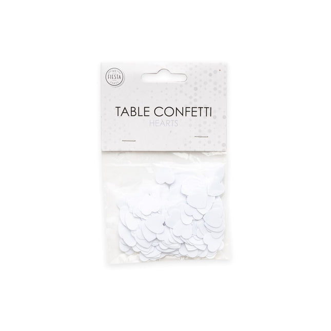 Konfetti stołowe Serca Białe