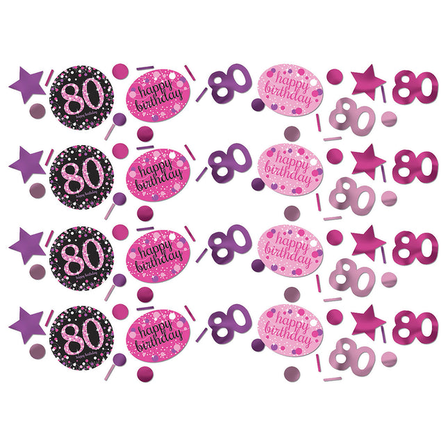 Konfetti na stół 80 Years Happy Birthday Pink 34gr