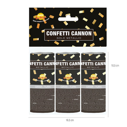 Conffeti Cannon Gold 10,5cm 3szt.