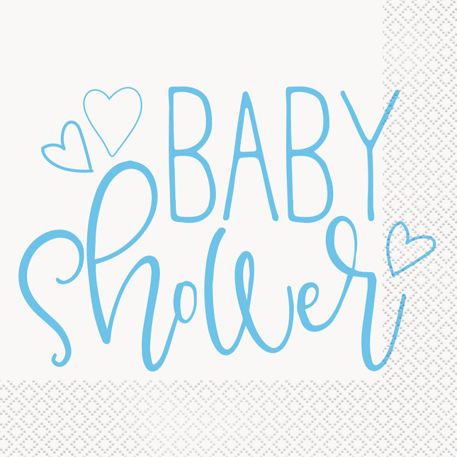 Serwetki na baby shower niebieskie 16szt