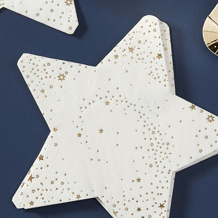 Serwetki Stars Gold/White 16,5cm 16szt