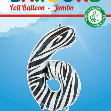 Balon foliowy Figurka 6 Zebra XL 86cm pusty