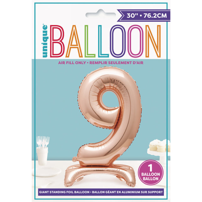 Balon foliowy Figura 9 Rose Gold Standard 76 cm