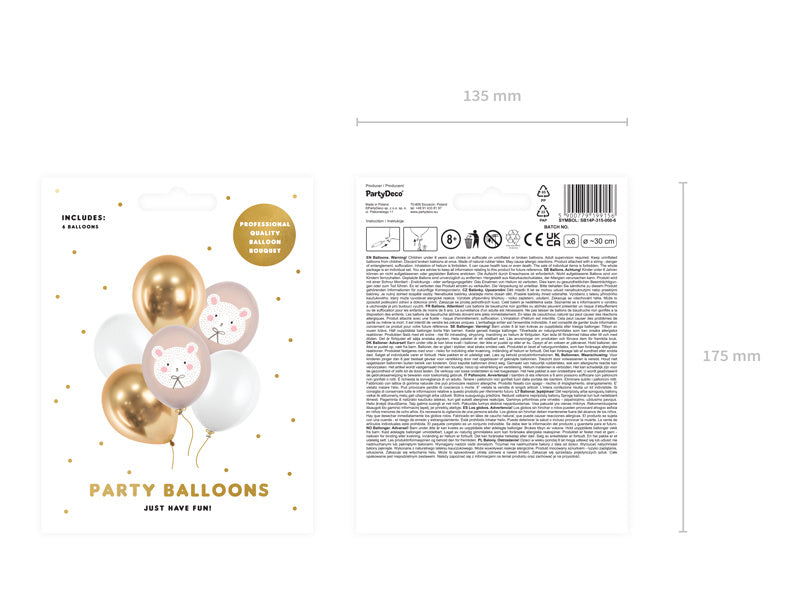 Balony miś polarny mix 30cm 6szt