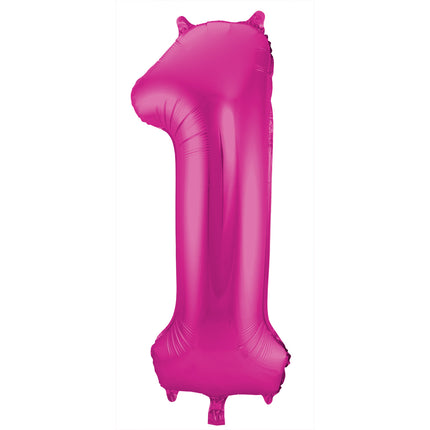 Balon foliowy Figurka 1 fuksja metalik XL 86 cm pusty