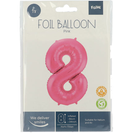 Balon foliowy Figura 8 Matt Pink XL 86cm pusty