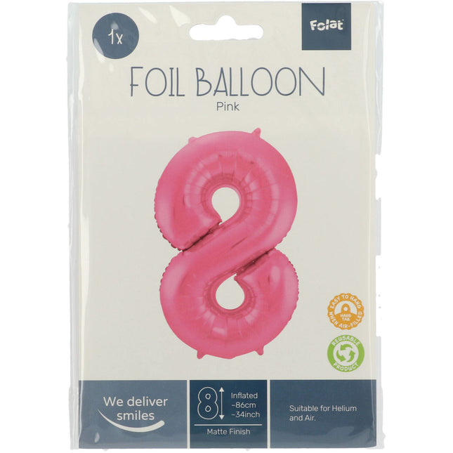 Balon foliowy Figura 8 Matt Pink XL 86cm pusty