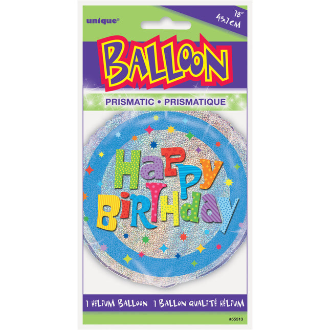 Balon helowy Happy Birthday Glitter 45cm pusty