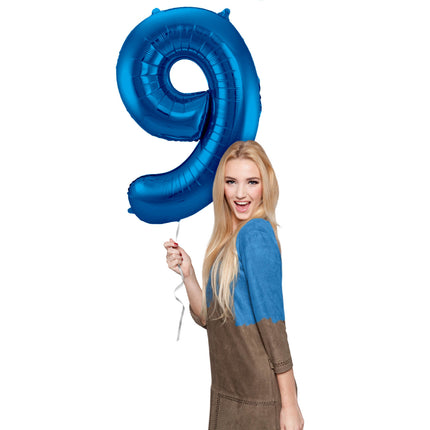 Balon foliowy Figure 9 Blue Metallic XL 86 cm pusty