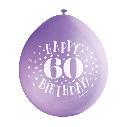 Balony Happy Birthday 60 lat 28cm 10szt