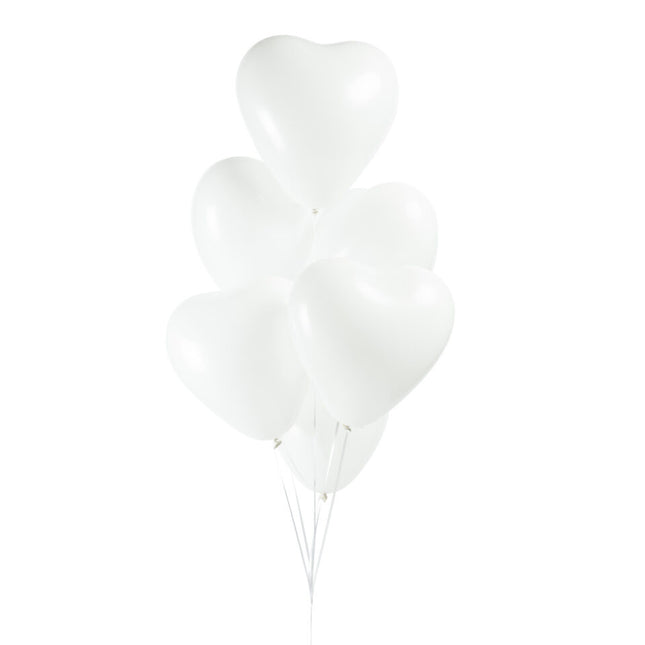 Balony białe serca 30cm 6szt